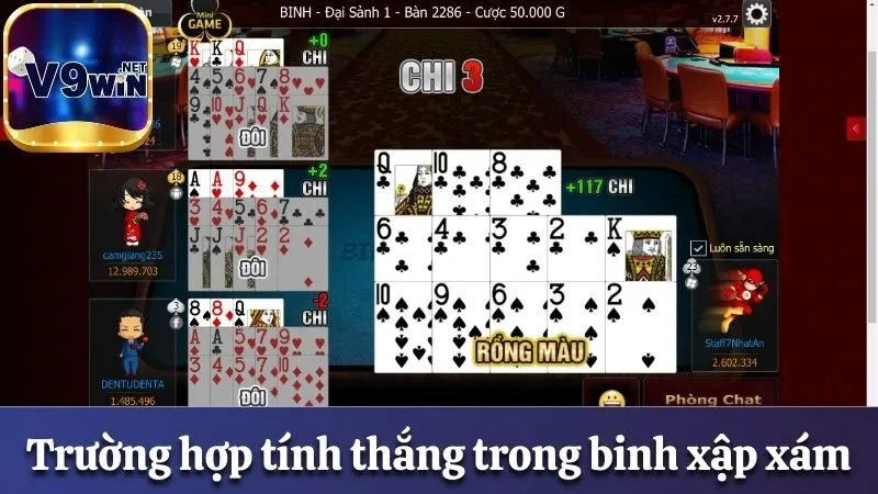 Binh Xập Xám V9win - Bật Mí Luật Chơi Chuẩn Xác Và Dễ Hiểu 2 Các trường hợp tính thắng trong binh xập xám