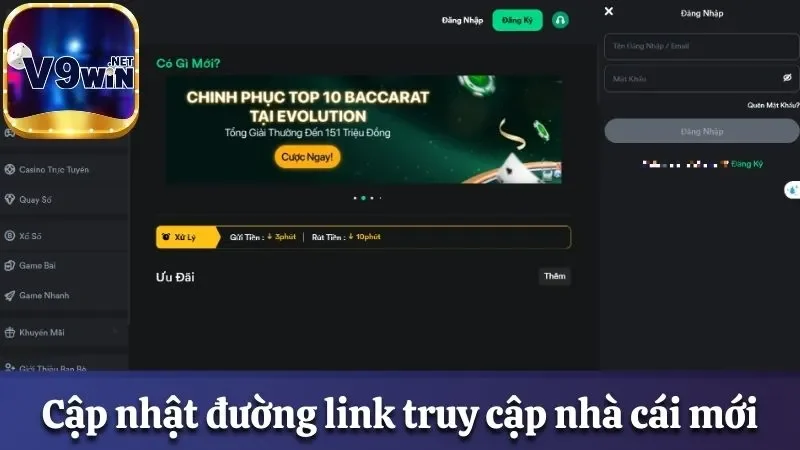 Đăng Nhập V9win - Truy Cập Tài Khoản Nhà Cái Trong 2 Phút 1 Cập nhật đường link truy cập nhà cái mới