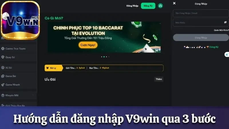 Đăng Nhập V9win - Truy Cập Tài Khoản Nhà Cái Trong 2 Phút 2 Hướng dẫn đăng nhập V9win qua 3 bước