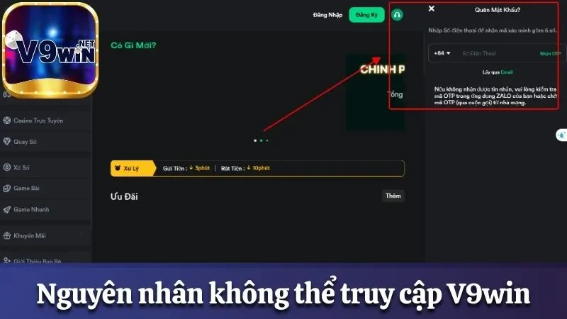 Đăng Nhập V9win - Truy Cập Tài Khoản Nhà Cái Trong 2 Phút 3 Nguyên nhân không thể truy cập V9win