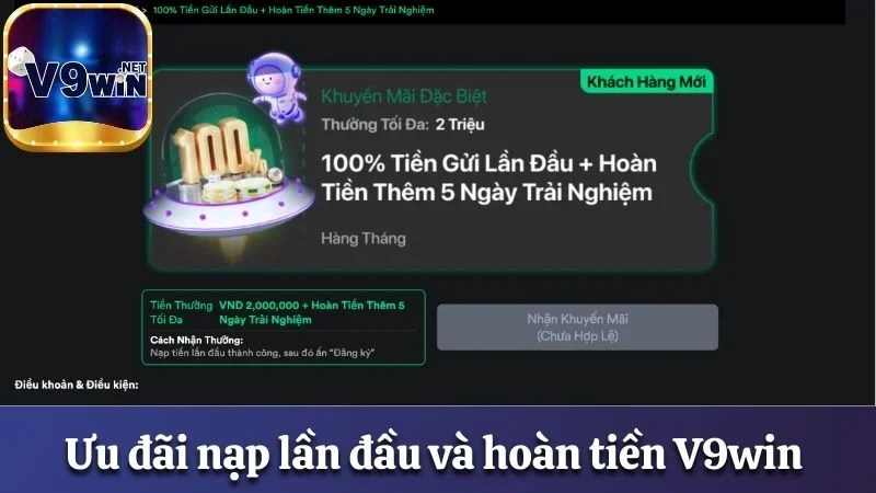 Khuyến Mãi V9win - 6 Chương Trình Đặc Sắc Nhất Năm 2025 2 Ưu đãi nạp lần đầu và hoàn tiền V9win